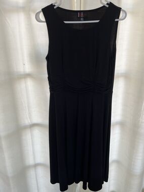 R&K Originals Midi Sleeveless Dress Ruched Waist Size 14P Black Classic Career